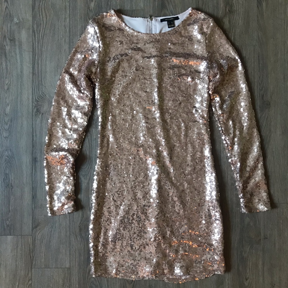 Revamped Sequin Mini Dress in Rose Gold